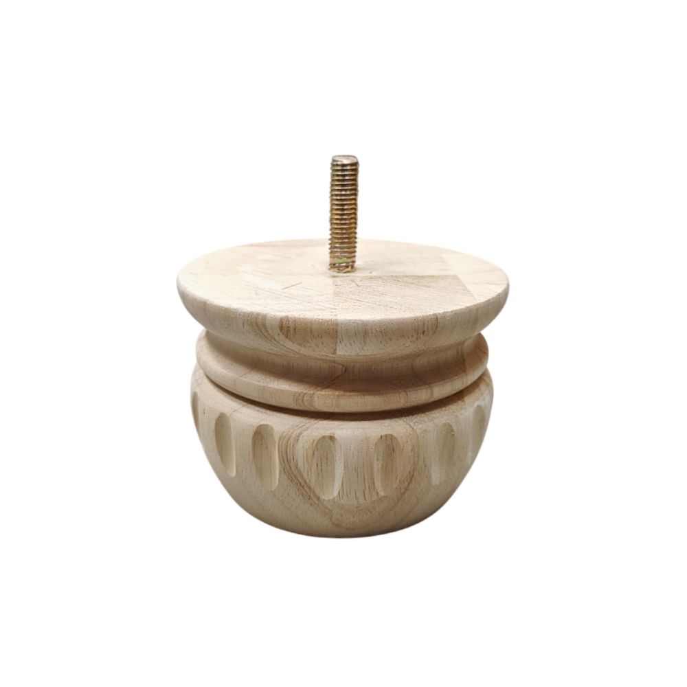 Ξύλινο Πόδι Επίπλου Με Φαρδιά Αυλάκια Ύψος 8cm - 065