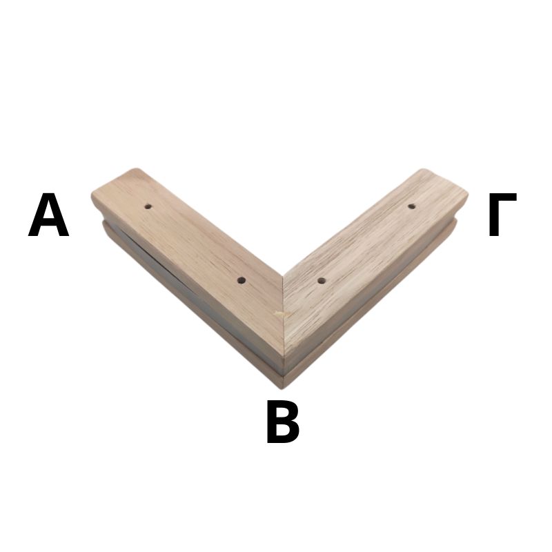 Ξύλινο Γωνιακό Πόδι Επίπλου Με Μεταλλική Λεπτομέρεια ΑΒ 20cm x ΒΓ 20cm x Ύψος 4,5cm - 069