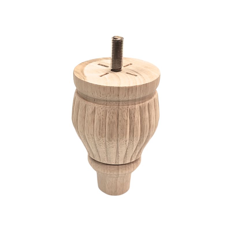 Ξύλινο Πόδι Επίπλου Καμπυλωτό Με Αυλάκια Ύψος 14cm - 8910
