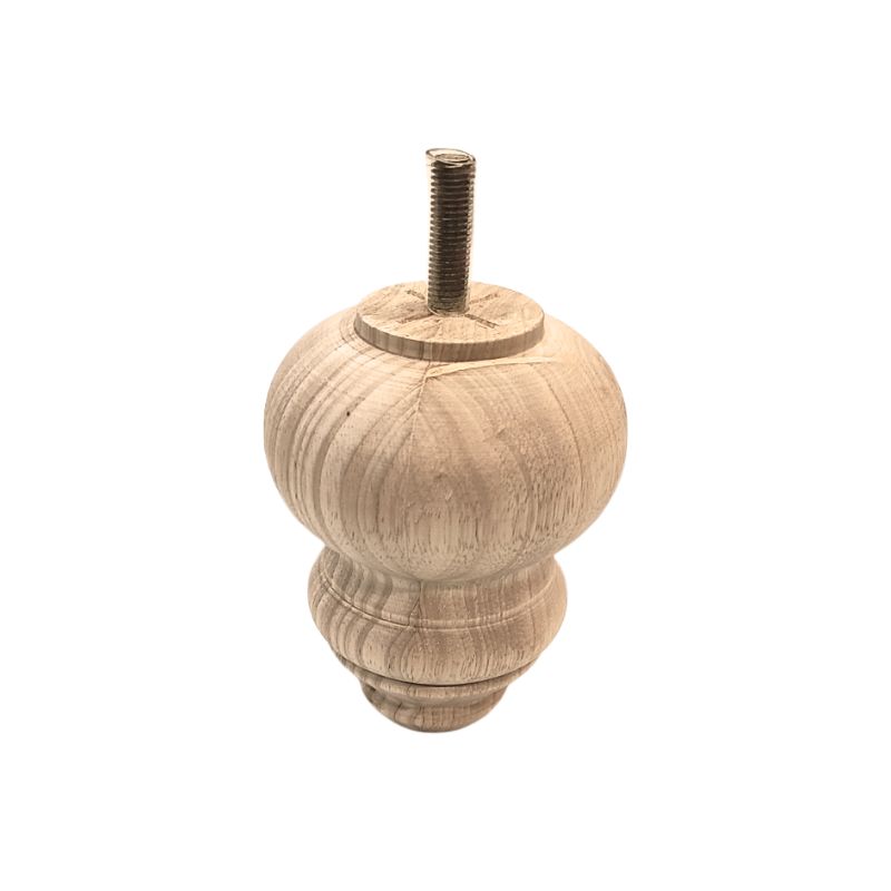 Ξύλινο Πόδι Επίπλου Στρογγυλό Με Στένεμα Και Σχέδια Ύψος 13cm - 9016