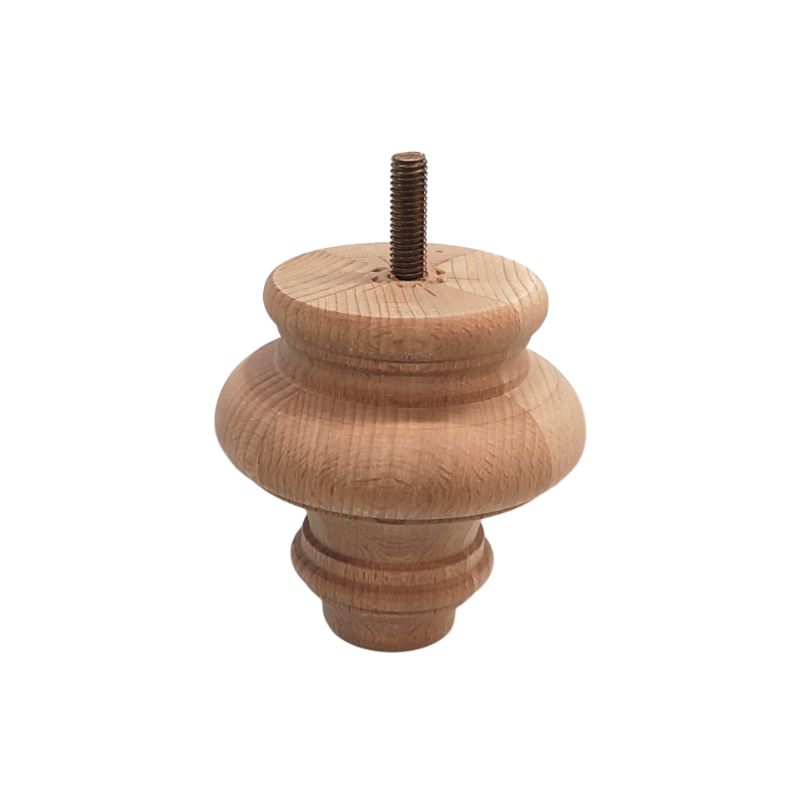 Ξύλινο Πόδι Επίπλου Καμπυλωτό Με Γραμμές Ύψος 10,4cm - 9036