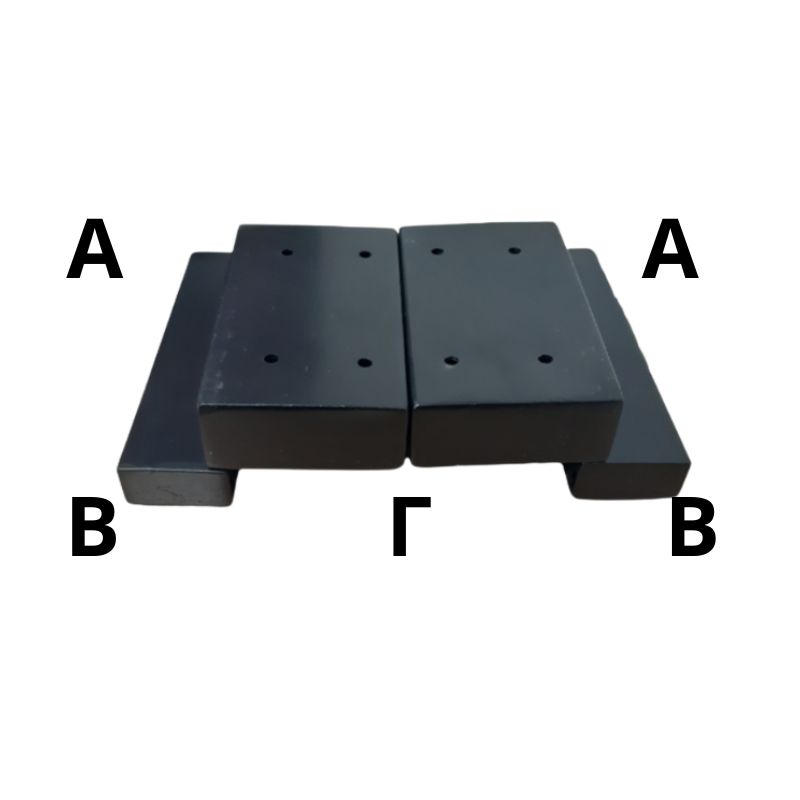 Μεταλλικό Πόδι Γωνία Μαύρη Σετ 2τμχ (Αριστερό + Δεξί) ΑΒ 15cm x ΒΓ 10cm x Ύψος 5cm - ΚΑ431