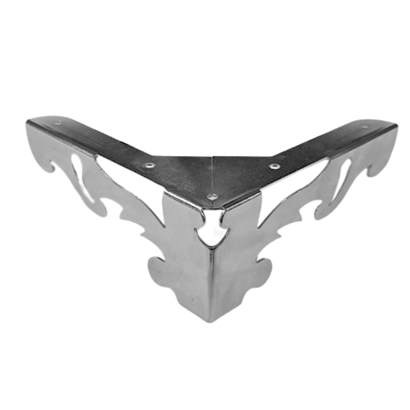 Μεταλλικό Πόδι Μπαρόκ Γωνία Με Διάτρητα Σχέδια Νίκελ Ύψος 8cm - KA0488