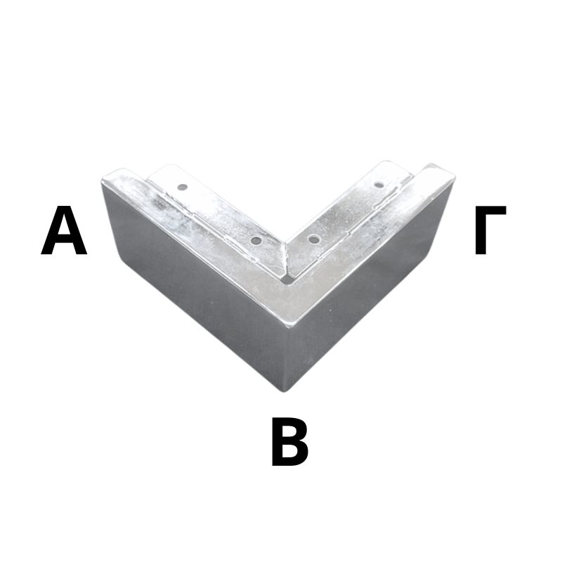 Μεταλλικό Γωνιακό Πόδι Νίκελ ΑΒ 15cm x ΒΓ 15cm x Ύψος 7cm - ΚΑ350-1