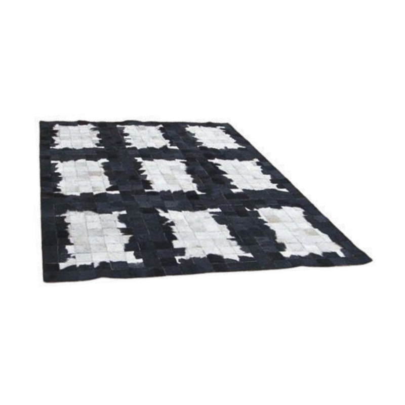 Χαλί Δερμάτινο Άσπρο Μαύρο KB-445 A