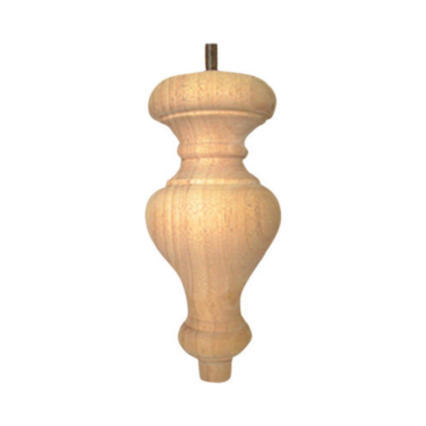 Ξύλινο πόδι επίπλου σε φυσικό χρώμα. Με βίδα στο πάνω μέρος. Είναι σε λευκό φόντο.