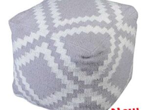 Πουφ Ασημί Με Ivory Regale Pouf