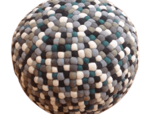 Πουφ Σκαμπό Γκρι Με Μαύρο Και Πράσινο Balls Rug Pouf