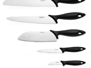 Μαχαίρια Κουζίνας Σετ 5τμχ Με Ξύλινη Βάση Fiskars Essential 1023782