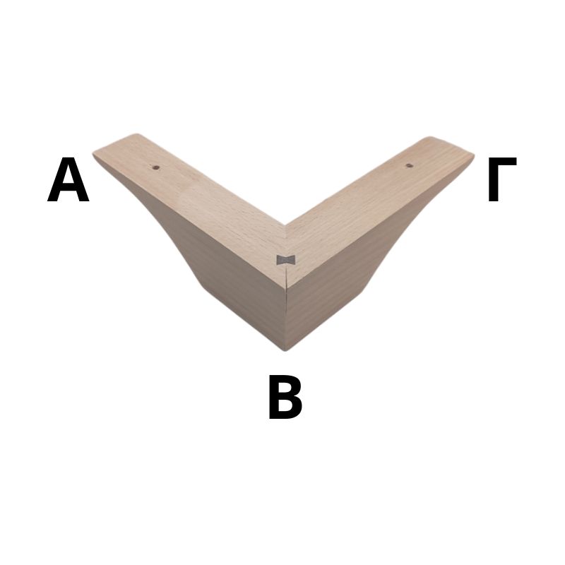 Ξύλινο Πόδι Επίπλου ΑΒ 18cm x ΒΓ 18cm x Ύψος 7,5cm - 060