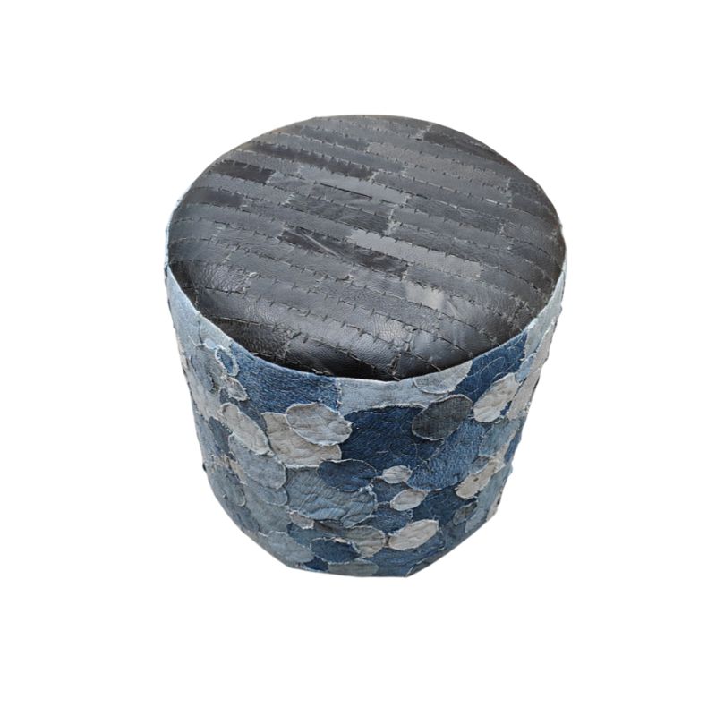 Δερμάτινο Με Τζιν Μπλε Με Μαύρο KB-385A Round