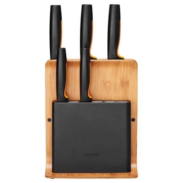Μαχαίρια Κουζίνας Σετ 5 τμχ. Με Βάση Από Bamboo Και Πλαστικό Fiskars Functional Form With Bamboo & Plastic Knife Block